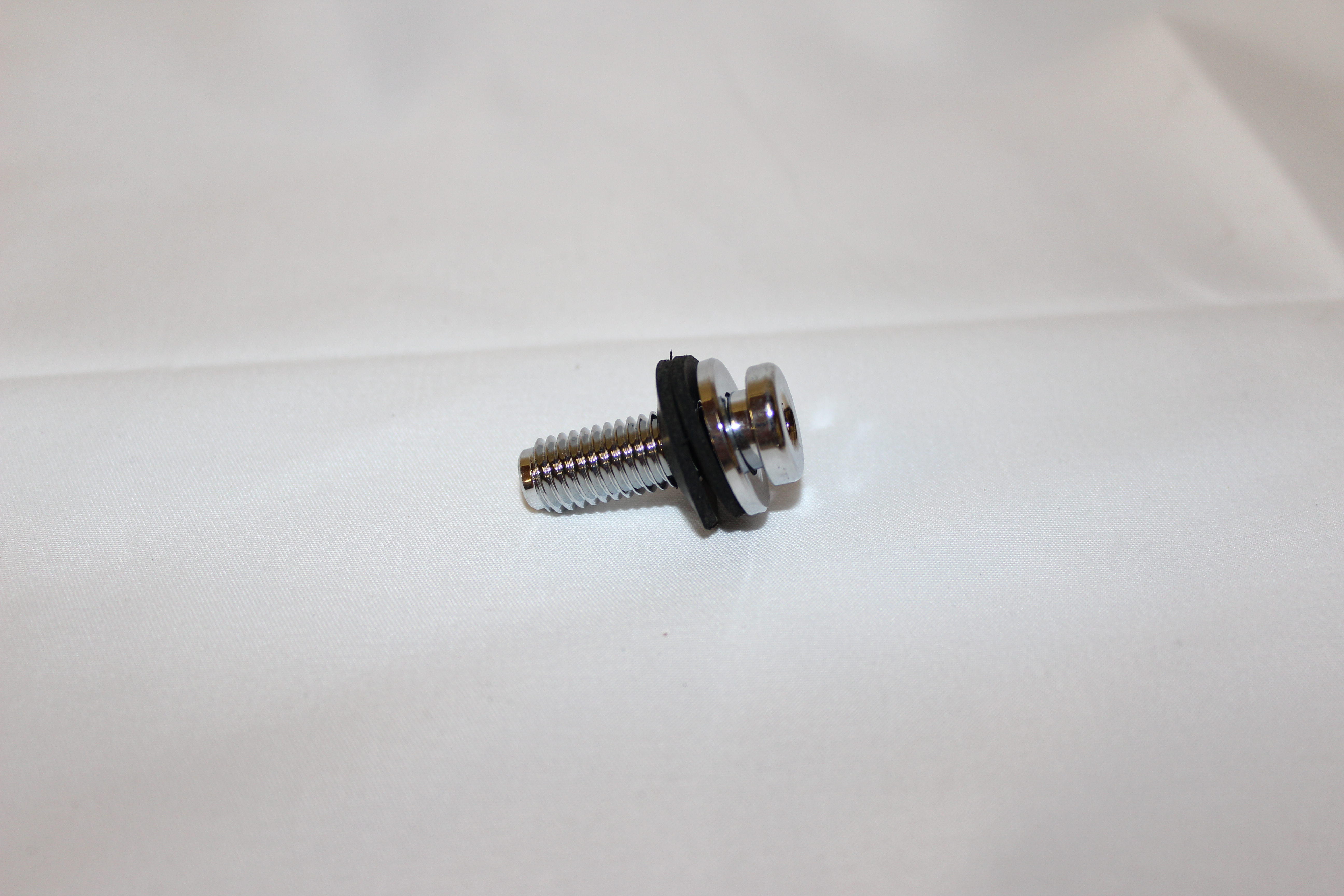 Absperrschraube, Chrom, mit Scheibe u. Gummisiche